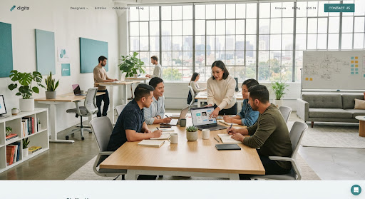 Team collaborating in the office